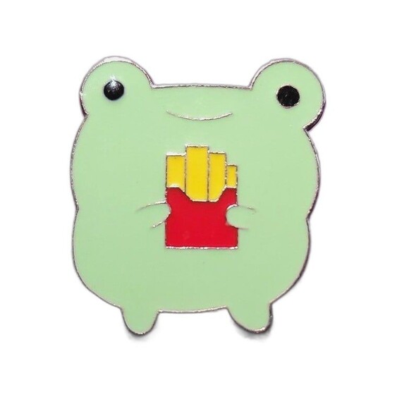 French fry froggy enamel pin, cute frog - Picture 1 of 2